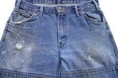 画像4: Dickiesディッキーズ ペンキ飛び&ダメージ ダブルニー デニム ワークパンツ ボロ W31 L32 (4)