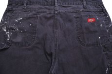 画像5: Dickiesディッキーズ ペンキ飛び&ダメージ ダック地 ペインターパンツ 黒 フェード W44★24 特大 (5)