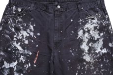 画像4: Dickiesディッキーズ ペンキ飛び&ダメージ ダック地 ペインターパンツ 黒 フェード W44★24 特大 (4)
