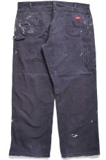 画像3: Dickiesディッキーズ ペンキ飛び&ダメージ ダック地 ペインターパンツ 黒 フェード W44★24 特大 (3)