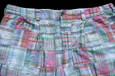 画像3: USA製 BILLS KHAKIS ワンタック マドラスチェック パッチワーク コットン ショートパンツ パステルカラー W36★ショーツ (3)