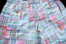 画像4: USA製 BILLS KHAKIS ワンタック マドラスチェック パッチワーク コットン ショートパンツ パステルカラー W36★ショーツ (4)