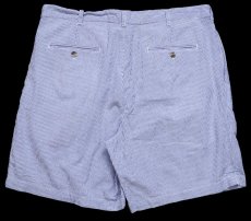 画像2: 90s L.L.Bean ツータック ストライプ コットン シアサッカー ショートパンツ サックス×白 W38★ショーツ (2)