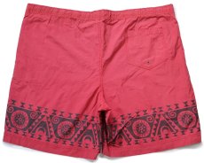 画像2: 90s POLO SPORT ポロ スポーツ ラルフローレン トライバル柄 スイムショーツ ショートパンツ 薄赤 XL (2)