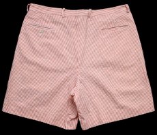 画像2: 80s USA製 Bullock&Jones ツータック ストライプ シアサッカー ショートパンツ オレンジ×白 W36★ショーツ (2)