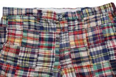 画像3: ポロ ラルフローレン CLASSIC FIT 9 マドラスチェック パッチワーク コットン ショートパンツ W36★インド綿 ショーツ (3)