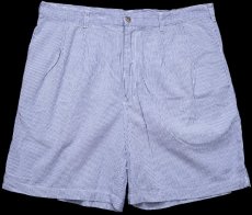 画像1: 90s L.L.Bean ツータック ストライプ コットン シアサッカー ショートパンツ サックス×白 W38★ショーツ (1)