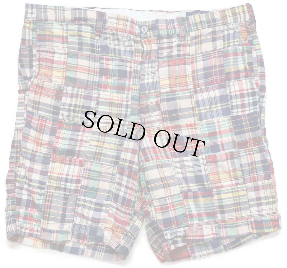 画像1: ポロ ラルフローレン CLASSIC FIT 9 マドラスチェック パッチワーク コットン ショートパンツ W36★インド綿 ショーツ (1)