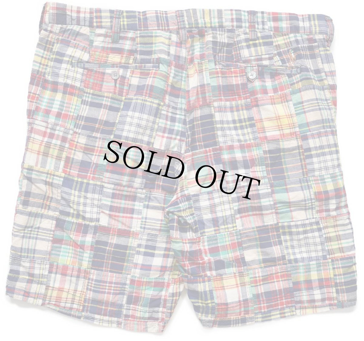 画像2: ポロ ラルフローレン CLASSIC FIT 9 マドラスチェック パッチワーク コットン ショートパンツ W36★インド綿 ショーツ (2)