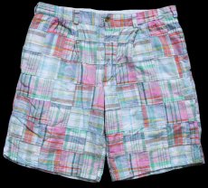 画像1: USA製 BILLS KHAKIS ワンタック マドラスチェック パッチワーク コットン ショートパンツ パステルカラー W36★ショーツ (1)