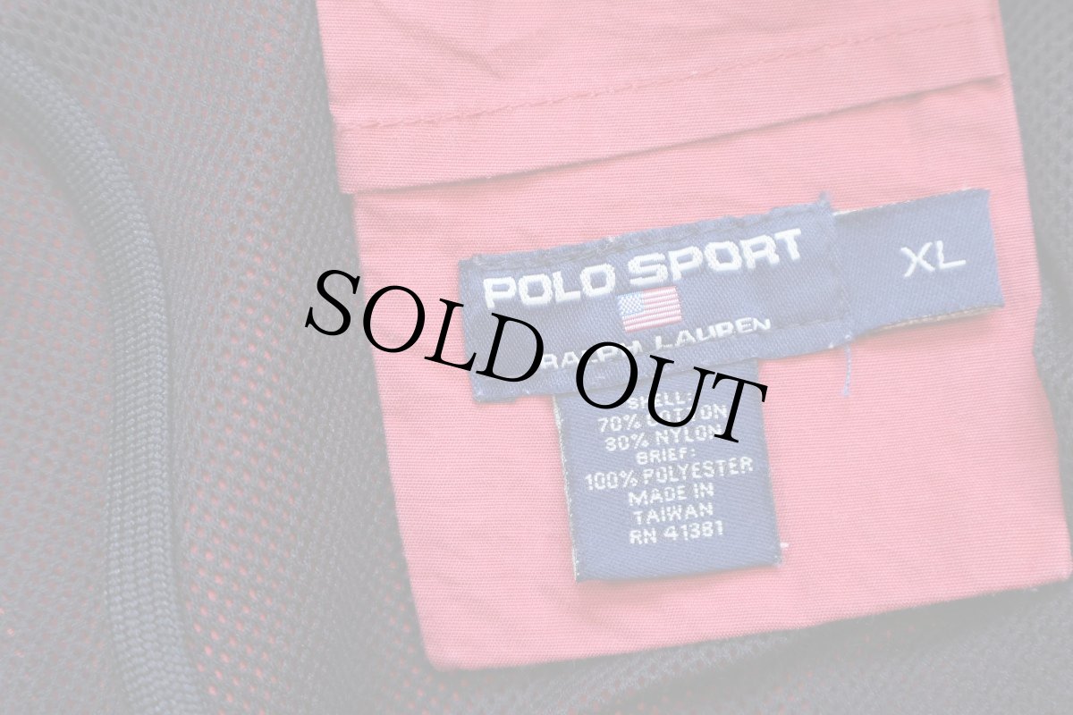 画像4: 90s POLO SPORT ポロ スポーツ ラルフローレン トライバル柄 スイムショーツ ショートパンツ 薄赤 XL (4)