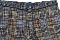 画像3: 00s J.CREW マドラスチェック パッチワーク コットン ショートパンツ W36★インド綿 ショーツ (3)
