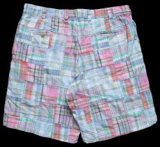 画像2: USA製 BILLS KHAKIS ワンタック マドラスチェック パッチワーク コットン ショートパンツ パステルカラー W36★ショーツ (2)