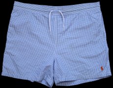 画像1: 00s ポロ ラルフローレン ギンガムチェック スイムショーツ ショートパンツ 青×白 L (1)