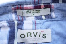 画像4: 00s ORVISオービス マドラスチェック×シャンブレー パッチワーク ボタンダウン 半袖 コットンシャツ XXL★インド綿 特大 (4)
