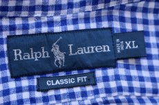 画像5: 00s ラルフローレン CLASSIC FIT ギンガムチェック ボタンダウン 半袖 リネンシャツ 青×白 XL (5)