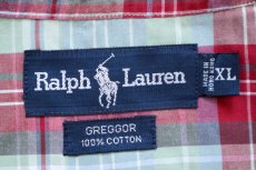 画像5: 90s ラルフローレン GREGGOR マドラスチェック ポケット付き 三点留め ボタンダウン 半袖 コットンシャツ XL (5)