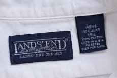 画像4: 90s USA製 LANDS'ENDランズエンド ボタンダウン 半袖 オックスフォード コットンシャツ 白 16.5 (4)