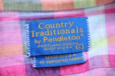 画像5: 80s USA製 Country Traditionals by Pendleton ペンドルトン マドラスチェック ボタンダウン 半袖 コットンシャツ L (5)