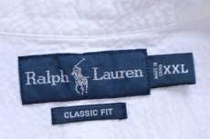 画像5: 00s ラルフローレン CLASSIC FIT ワンポイント ボタンダウン 半袖 コットン シアサッカーシャツ 白 XXL★特大 (5)
