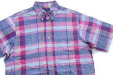 画像3: 80s USA製 Country Traditionals by Pendleton ペンドルトン マドラスチェック ボタンダウン 半袖 コットンシャツ L (3)