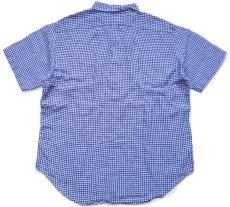 画像2: 00s ラルフローレン CLASSIC FIT ギンガムチェック ボタンダウン 半袖 リネンシャツ 青×白 XL (2)