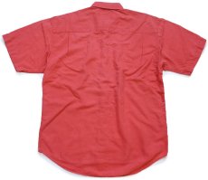 画像2: 90s GAPギャップ 無地 ポケット付き ボタンダウン 半袖 リネン×コットンシャツ 薄赤 M (2)