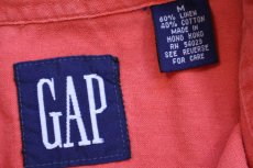 画像4: 90s GAPギャップ 無地 ポケット付き ボタンダウン 半袖 リネン×コットンシャツ 薄赤 M (4)