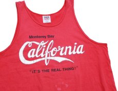 画像1: 90s USA製 California ひび割れプリント コットン タンクトップ 赤 フェード XL (1)