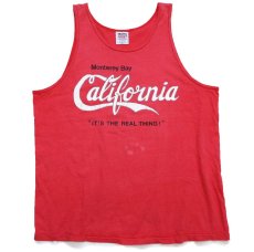画像2: 90s USA製 California ひび割れプリント コットン タンクトップ 赤 フェード XL (2)