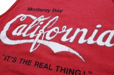 画像4: 90s USA製 California ひび割れプリント コットン タンクトップ 赤 フェード XL (4)