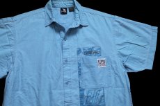 画像3: 90s GOTCHAガッチャ パッチワーク アート 半袖 コットンシャツ ライトブルー M (3)