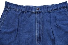 画像3: 90s DOCKERSドッカーズ ツータック リネン混 ショートパンツ インディゴ W36★Levi'sリーバイス ショーツ (3)