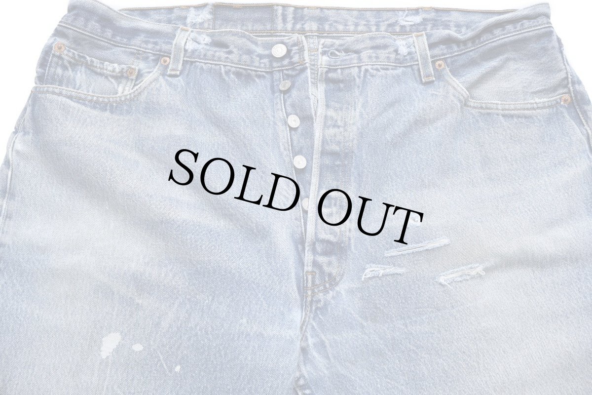 画像4: 00s USA製 Levi'sリーバイス 501 ペンキ飛び&ダメージ&リペア デニムパンツ W44 L30★217 特大 (4)
