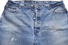 画像4: 00s USA製 Levi'sリーバイス 501 ペンキ飛び&ダメージ&リペア デニムパンツ W44 L30★217 特大 (4)