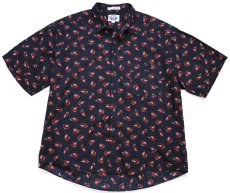 画像1: 90s DOCKERSドッカーズ アトミック 総柄 半袖 コットンシャツ 黒 XL★Levi'sリーバイス (1)