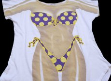画像3: 90s MY BIKINI ドット柄 ビキニ 騙し絵 両面プリント コットンTシャツ (3)