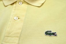 画像5: 00s LACOSTEラコステ ワンポイント コットン 鹿の子 ポロシャツ 薄黄 5★272 (5)