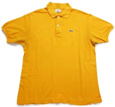 画像1: 90s LACOSTEラコステ ワンポイント コットン 鹿の子 ポロシャツ マスタード 5★255 (1)
