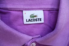 画像4: 90s LACOSTEラコステ ワンポイント コットン 鹿の子 ポロシャツ 薄紫 2★282 (4)