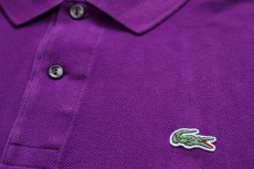 画像5: 00s LACOSTEラコステ ワンポイント コットン 鹿の子 ポロシャツ 紫 7★285 (5)