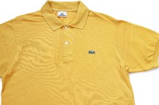 画像3: 90s LACOSTEラコステ ワンポイント コットン 鹿の子 ポロシャツ 濃黄 4★254 (3)