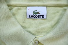 画像4: 00s LACOSTEラコステ ワンポイント コットン 鹿の子 ポロシャツ 薄黄 4★273 (4)