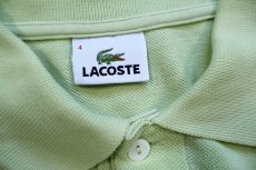 画像4: 90s LACOSTEラコステ ワンポイント コットン 鹿の子 ポロシャツ 薄黄緑 4★276 (4)