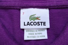 画像4: 00s LACOSTEラコステ ワンポイント コットン 鹿の子 ポロシャツ 紫 7★285 (4)