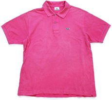 画像1: 00s LACOSTEラコステ ワンポイント コットン 鹿の子 ポロシャツ ピンク フェード 6★270 (1)