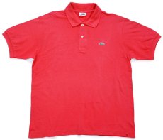 画像1: 90s LACOSTEラコステ ワンポイント コットン 鹿の子 ポロシャツ 赤 4★263 (1)