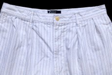 画像3: 80s USA製 ポロ ラルフローレン ツータック ピンストライプ コットン ショートパンツ 白 W32★ショーツ (3)
