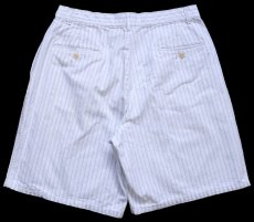 画像2: 80s USA製 ポロ ラルフローレン ツータック ピンストライプ コットン ショートパンツ 白 W32★ショーツ (2)