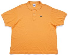 画像1: 00s LACOSTEラコステ ワンポイント コットン 鹿の子 ポロシャツ 薄オレンジ 8★283 特大 (1)
